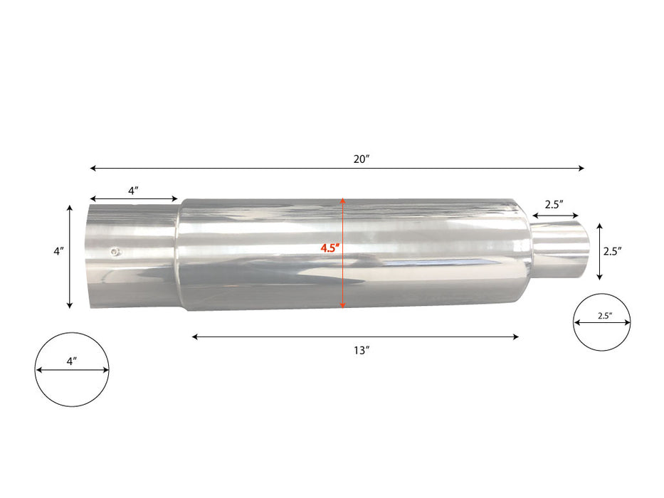 Muffler Fireball Style Straight Cut Round Titanium Tip 4" with silencer