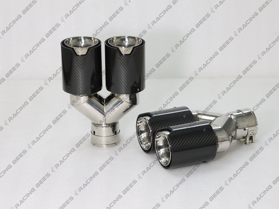 BMW Universal Carbon Fiber M-Performance Stainless Steel - Dual Exhaust Tip 1 Pair