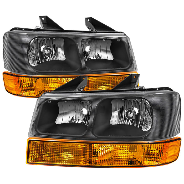 2003-2023 Chevrolet Express/GMC Savana Factory Style Headlights w/ Amber Lens Bumper Lamp (Black Housing/Clear Lens)