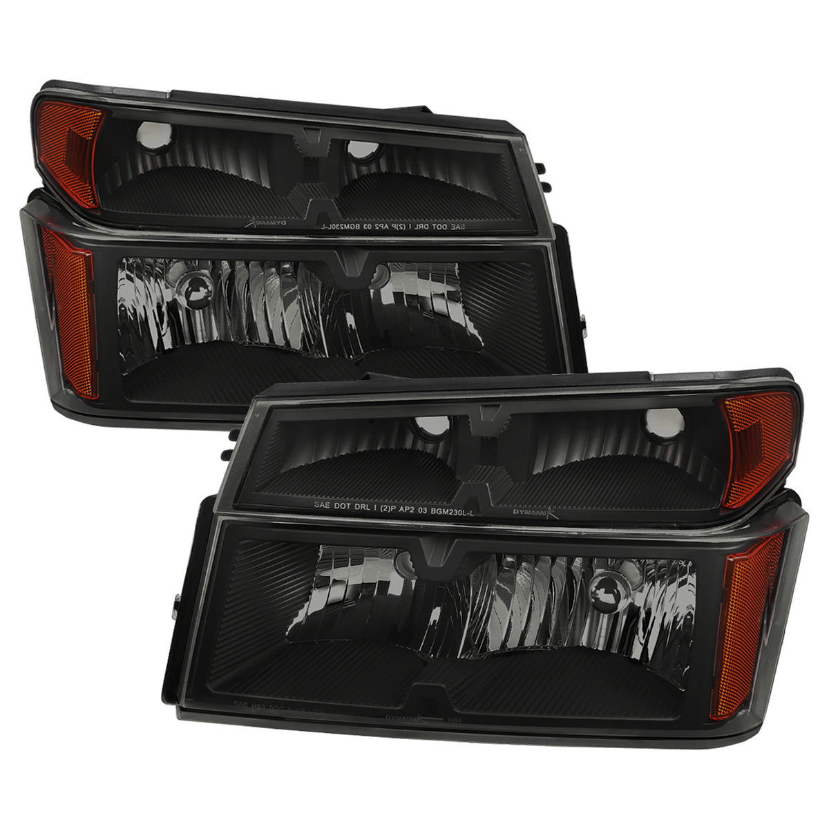 Smoke LED Corner Signal Headlights For 2004-2012 Chevy Colorado GMC Canyon - Matte Black Housing