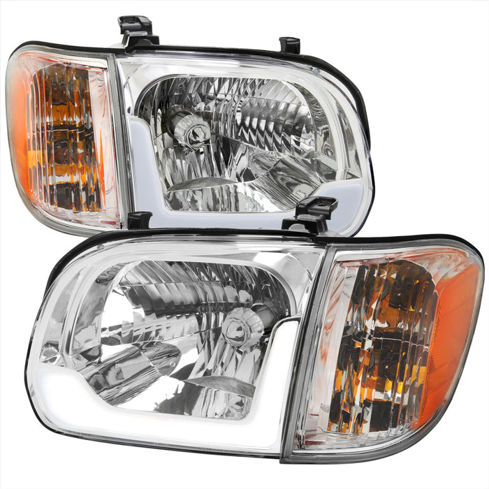 2005-2006 Toyota Tundra/2005-2007 Sequoia Switchback Sequential LED Bar Factory Style Headlights w/Corner Lamps (Chrome Housing/Clear Lens)