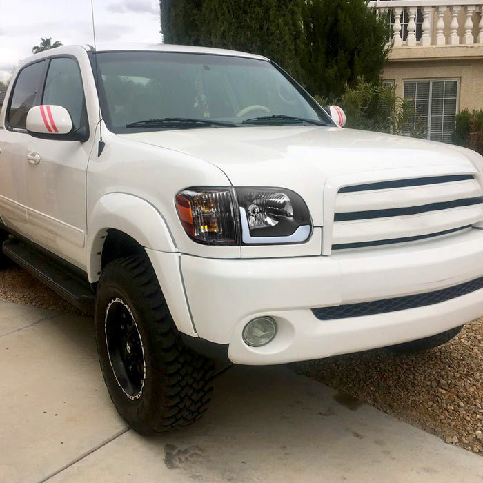 2005-2006 Toyota Tundra/2005-2007 Sequoia Switchback Sequential LED Bar Factory Style Headlights w/Corner Lamps (Matte Black Housing/Clear Lens)