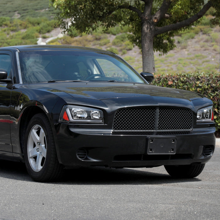 2006-2010 Dodge Charger Switchback Sequential LED Bar Factory Style Headlights (Matte Black Housing/Clear Lens)