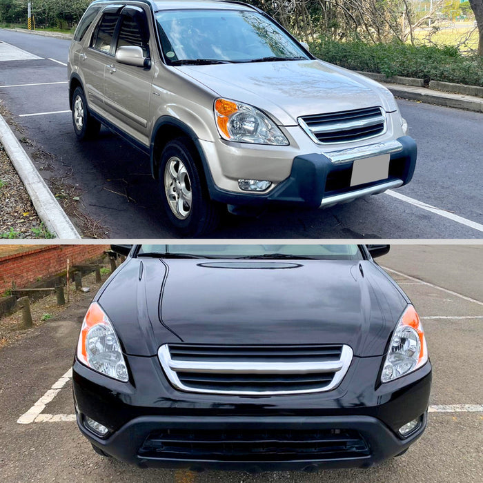 2002-2004 Honda CR-V Factory Style Headlights with Amber Reflector (Chrome Housing/Clear Lens)