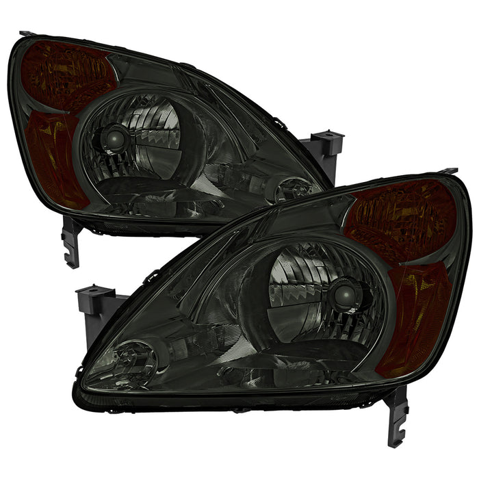 2002-2004 Honda CR-V Factory Style Headlights with Amber Reflector (Chrome Housing/Smoke Lens)