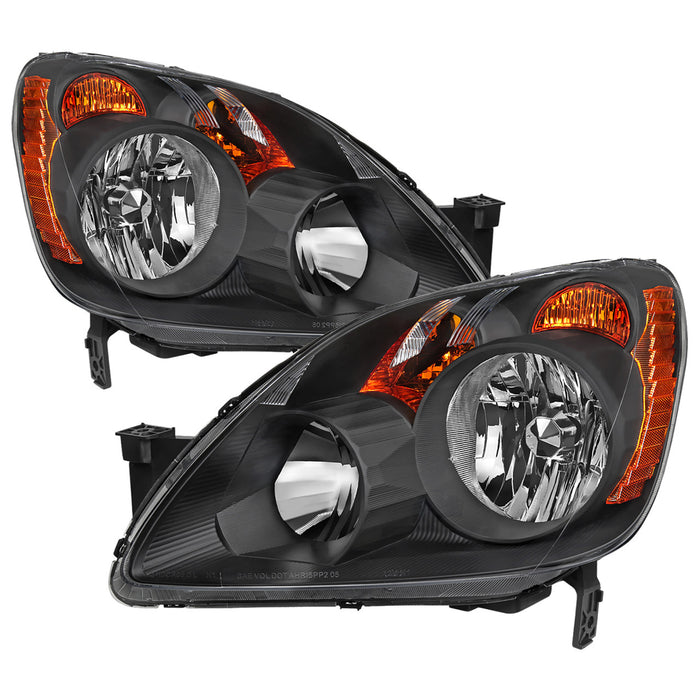 2005-2006 Honda CR-V Factory Style JP Headlights with Amber Reflectors (Chrome Housing/Clear Lens)