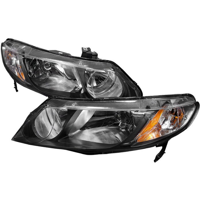 2006-2011 Honda Civic Sedan Crystal Headlights (Matte Black Housing/Clear Lens)