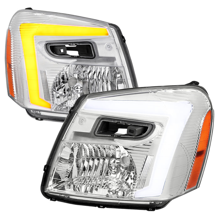 2005-2009 Chevy Equinox Factory Style Headlights with Sequential Switchback LED Bar Turn Signal (Chrome Housing/Clear Lens)