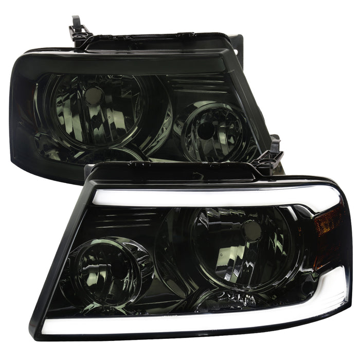 2004-2008 Ford F-150/ 2006-2008 Lincoln Mark LT LED Bar Factory Style Headlights (Chrome Housing/Smoke Lens)