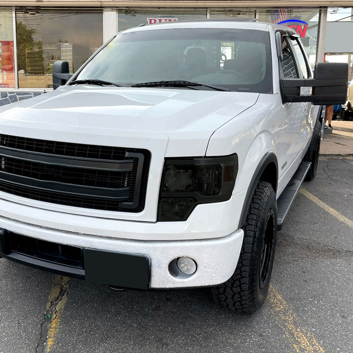 2009-2014 Ford F-150 LED Tube Factory Style Headlights (Chrome Housing/Smoke Lens)