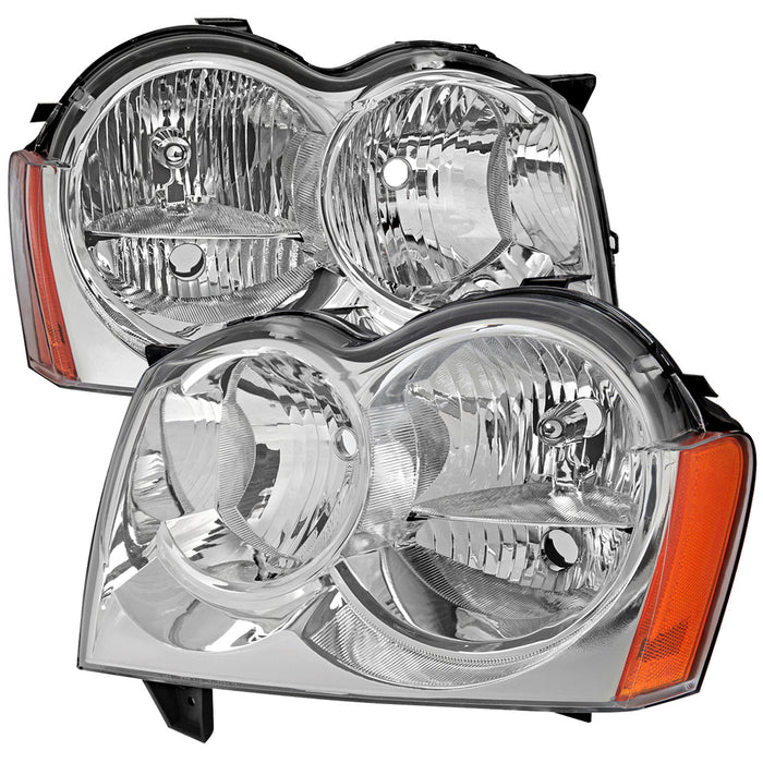 2005-2007 Jeep Grand Cherokee Factory Style Headlights (Chrome Housing/Clear Lens)