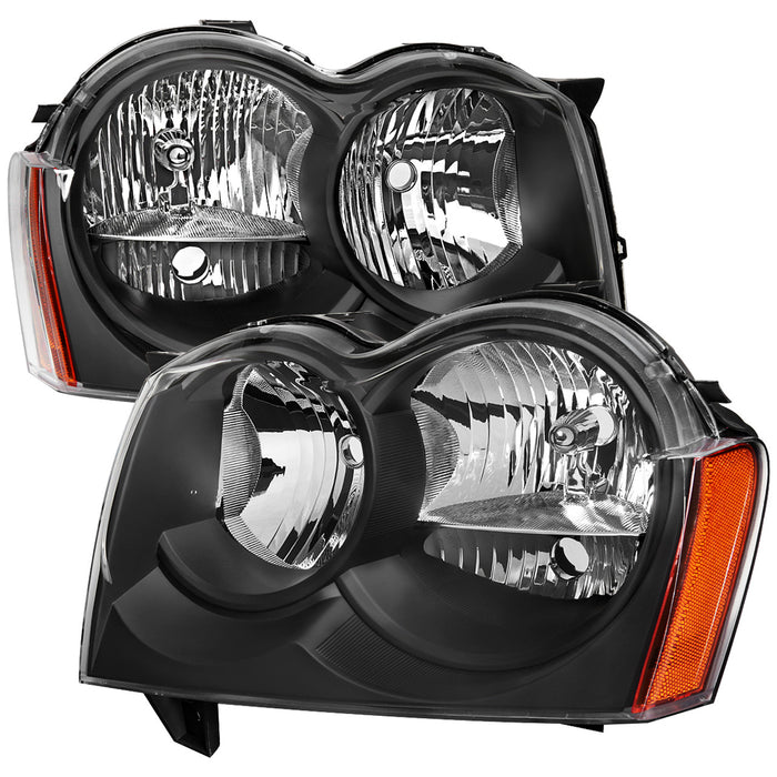 2005-2007 Jeep Grand Cherokee Factory Style Headlights (Matte Black Housing/Clear Lens)