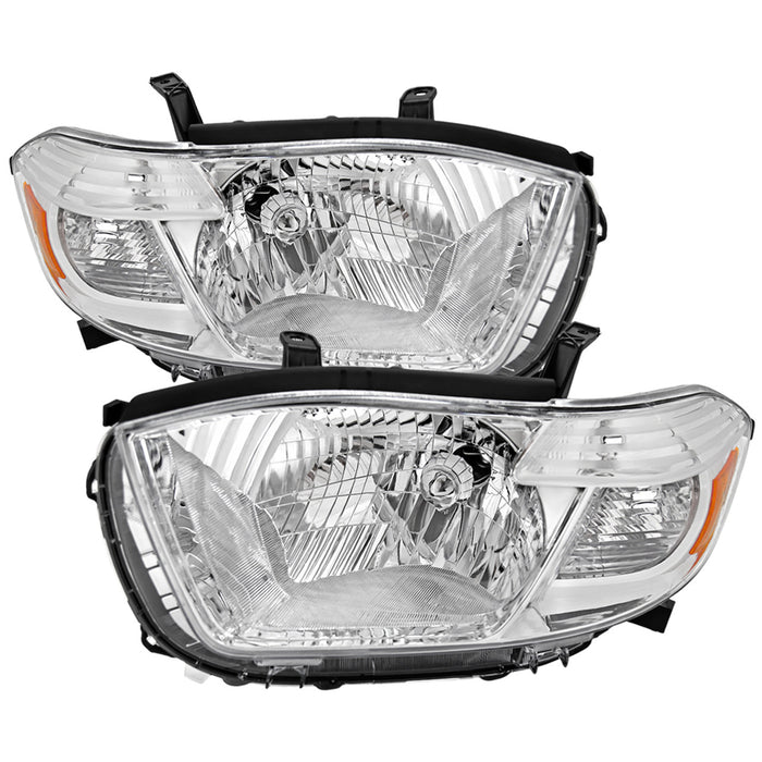 2008-2010 Toyota Highlander Factory Halogen Replacement Headlights (Chrome Housing/Clear Lens)