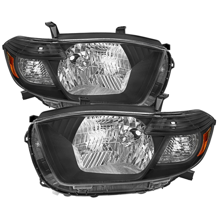 2008-2010 Toyota Highlander Factory Halogen Replacement Headlights (Matte Black Housing/Clear Lens)