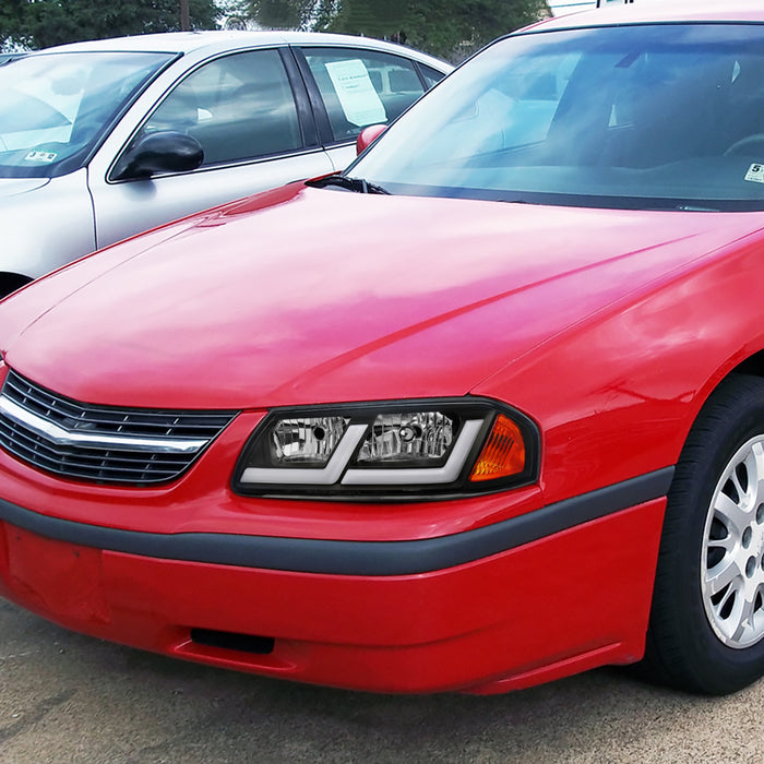 2000-2005 Chevrolet Impala LED Bar Factory Style Headlights (Matte Black Housing/Clear Lens)