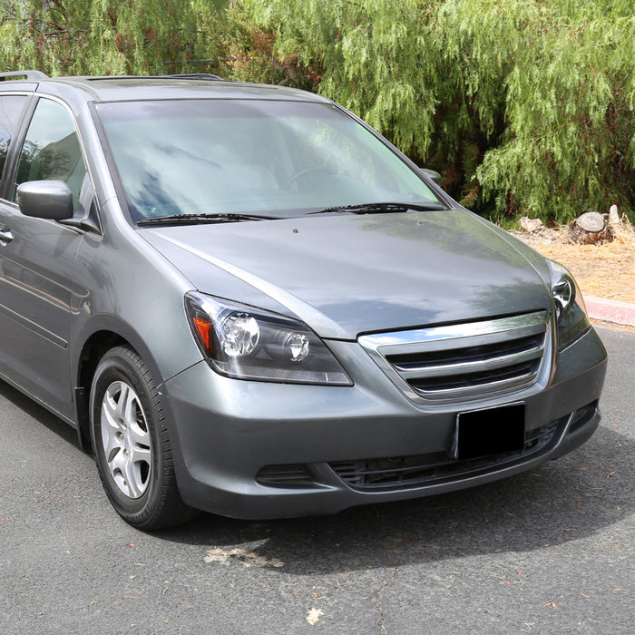 2005-2007 Honda Odyssey Factory Style Crystal Headlights w/ 9006 Bulbs (Matte Black Housing/Clear Lens)