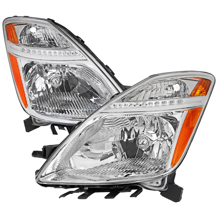 2006-2009 Toyota Prius Factory Style Headlights with Amber Reflector (Chrome Housing/Clear Lens)