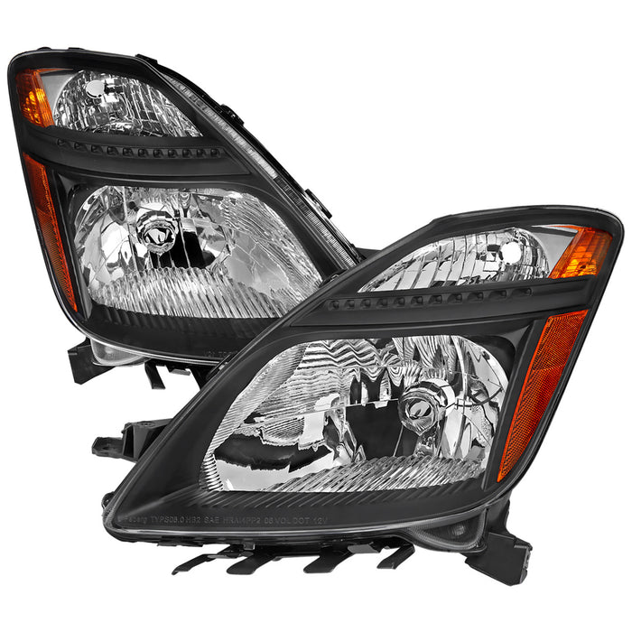 2006-2009 Toyota Prius Factory Style Headlights with Amber Reflector (Matte Black Housing/Clear Lens)