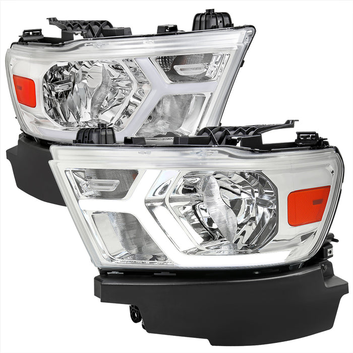 2019-2024 Dodge RAM 1500 Animated LED Bar Factory Style Headlights (Chrome Housing/Clear Lens)