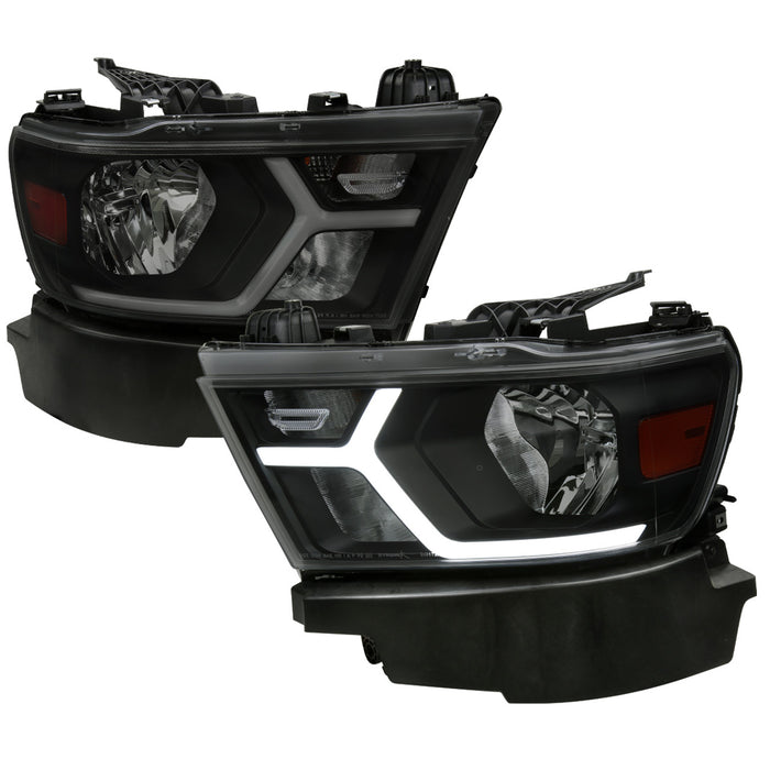 2019-2024 Dodge RAM 1500 Animated LED Bar Factory Style Headlights (Matte Black Housing/Smoke Lens)