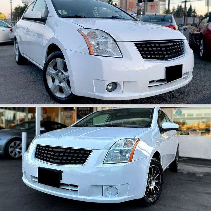 2007-2009 Nissan Sentra Factory Style Headlights with Amber Reflector (Chrome Housing/Clear Lens)