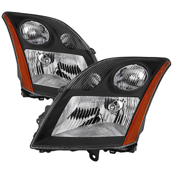 2007-2009 Nissan Sentra Factory Style Headlights with Amber Reflector (Matte Black Housing/Clear Lens)