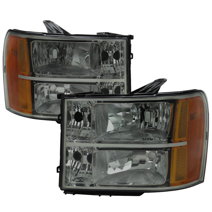 2007-2013 GMC Sierra 1500/2007-2014 Sierra 2500HD 3500HD Factory Style Headlights (Chrome Housing/Light Smoke Lens)