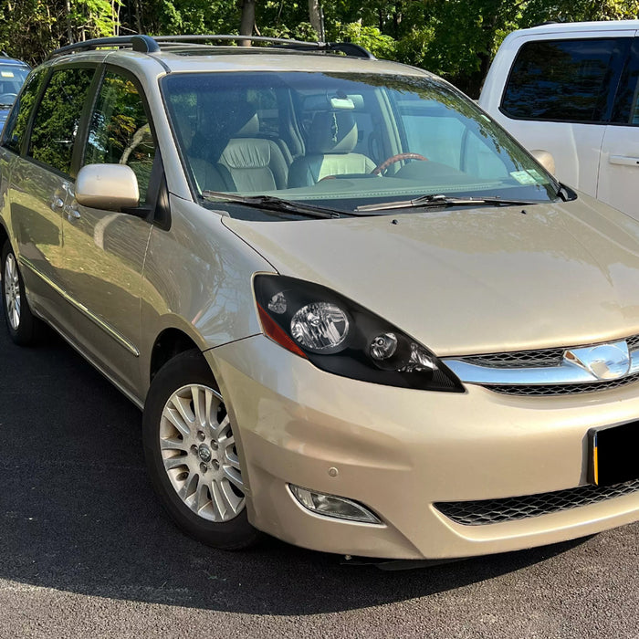 2006-2010 Toyota Sienna Factory Style Headlights w/ Amber Reflector (Matte Black Housing/Clear Lens)