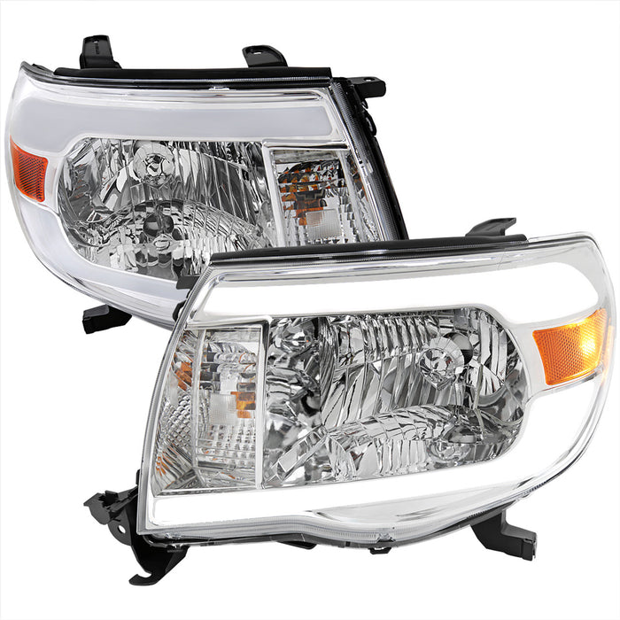 2005-2011 Toyota Tacoma LED Bar Factory Style Headlights (Chrome Housing/Clear Lens)