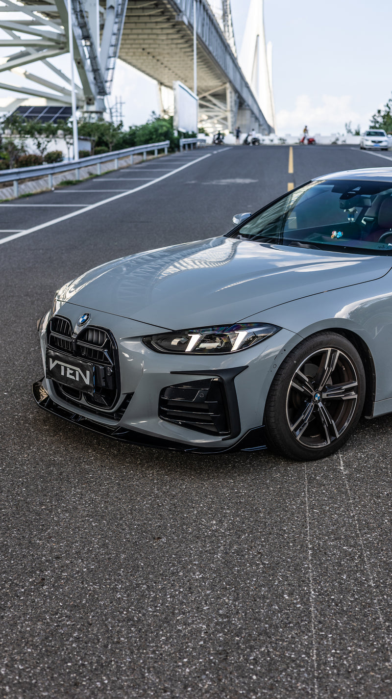 2021+ BMW G22/G23 4 Series V Style Front Bumper Lip (Gloss Black)