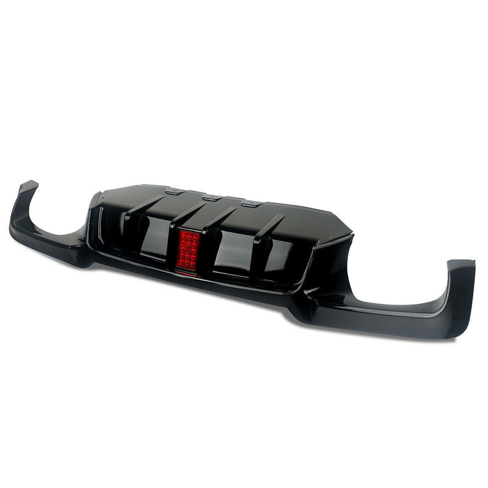 2011-2016 BMW F10 5 Series Rear Diffuser LED Style (Quad Outlet)