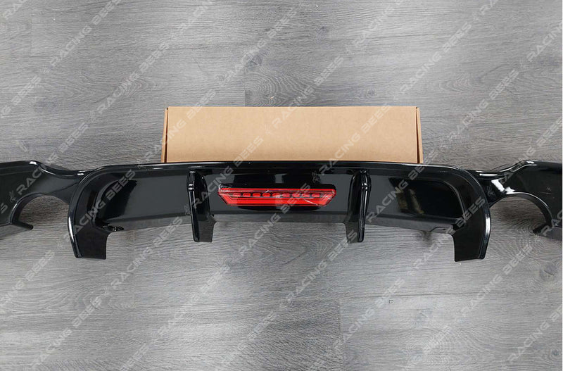 2012-2018 BMW F30 3 Series VR Style Rear Diffuser + Side Aprons (Gloss Black)