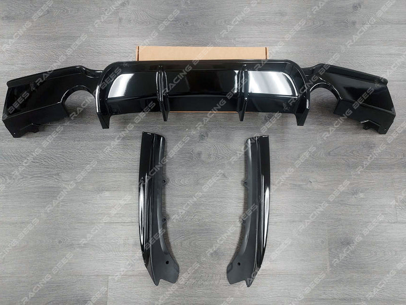 2012-2018 BMW F30 3 Series VR Style Rear Diffuser + Side Aprons (Gloss Black)