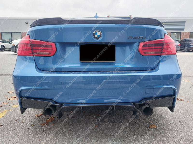 2012-2018 BMW F30 3 Series VR Style Rear Diffuser + Side Aprons (Gloss Black)
