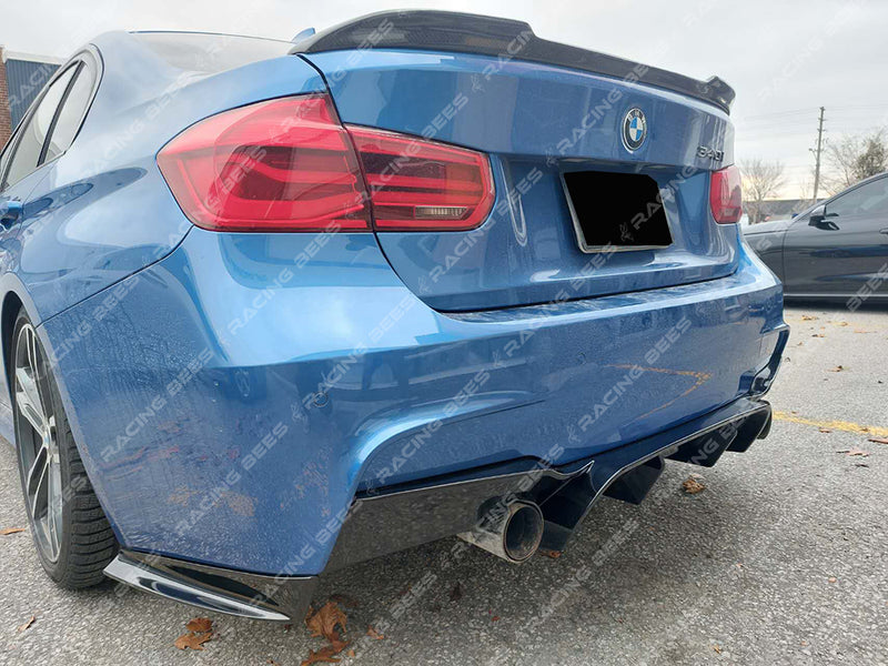 2012-2018 BMW F30 3 Series VR Style Rear Diffuser + Side Aprons (Gloss Black)