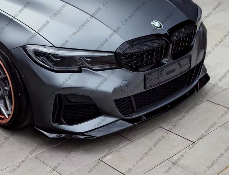 2019+ BMW G20 3 Series V2 Style Front Bumper Lip (Black)