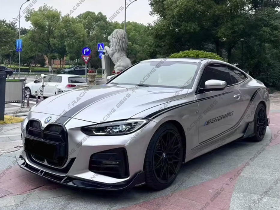 2021+ BMW G22/G23 4 Series V Style Front Bumper Lip (Gloss Black)