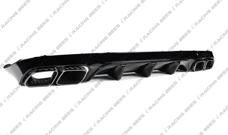 2017-2020 Mercedes-Benz E Class Coupe E63 Style Diffuser WITH MUFFLER TIPS For AMG-Package Coupe (Black)