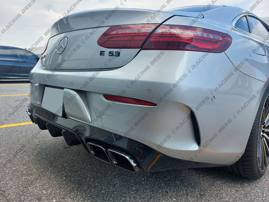 2017-2020 Mercedes-Benz E Class Coupe E63 Style Diffuser WITH MUFFLER TIPS For AMG-Package Coupe (Black)