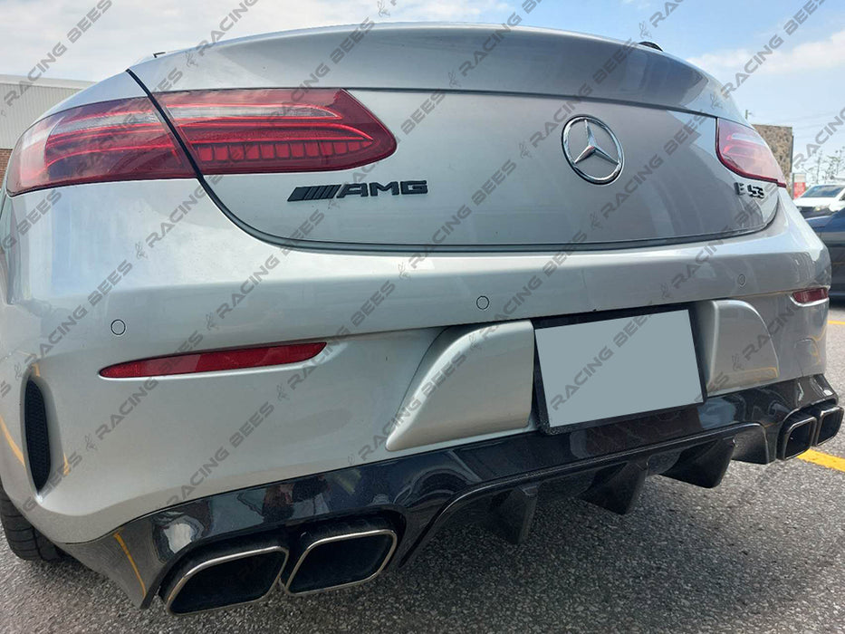 2017-2020 Mercedes-Benz E Class Coupe E63 Style Diffuser WITH MUFFLER TIPS For AMG-Package Coupe (Black)