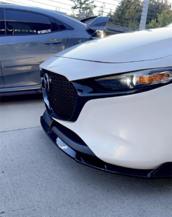 2019+ Mazda 3 Hatchback V Style Front Bumper Lip (Black)