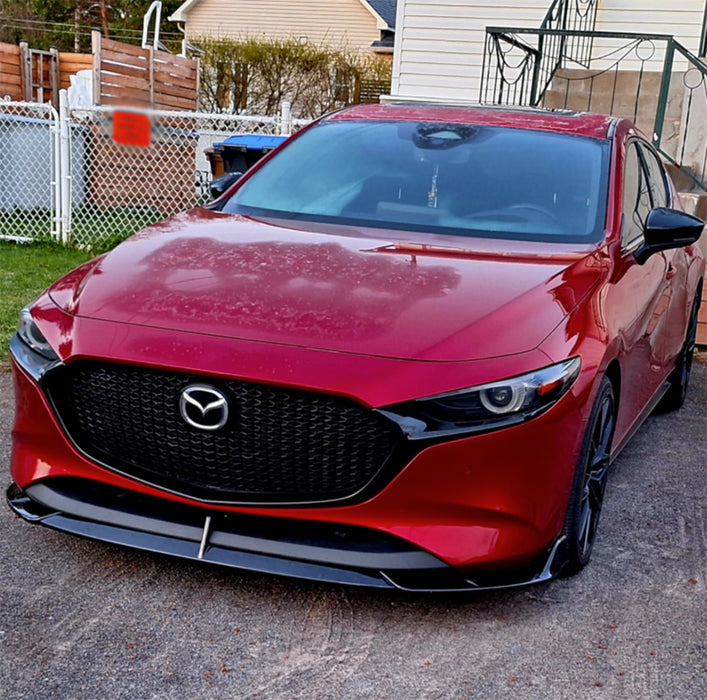 2019+ Mazda 3 Hatchback V Style Front Bumper Lip (Black)