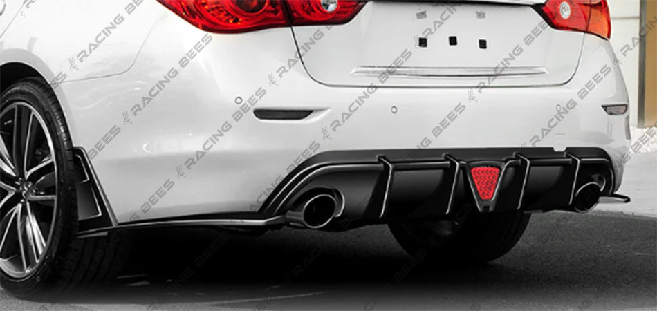 2014-2017 Infiniti Q50 Sedan K Style LED Rear Bumper Diffuser + Rear Aprons (Black)