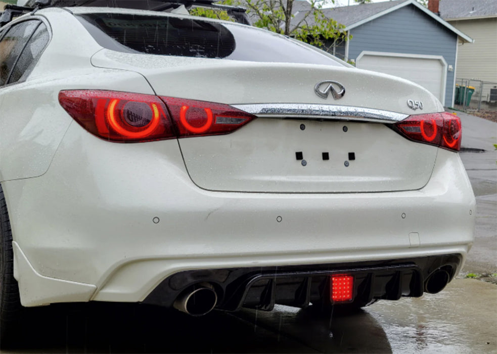 2018-2023 Infiniti Q50 Sedan TS Style LED Rear Bumper Diffuser (Black)