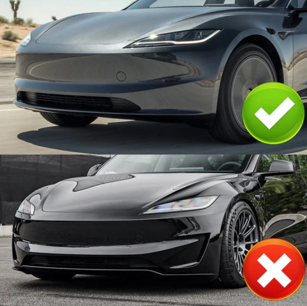 2024-2025 Tesla Model 3 V Style 3 pieces Front Bumper Lip (Black)