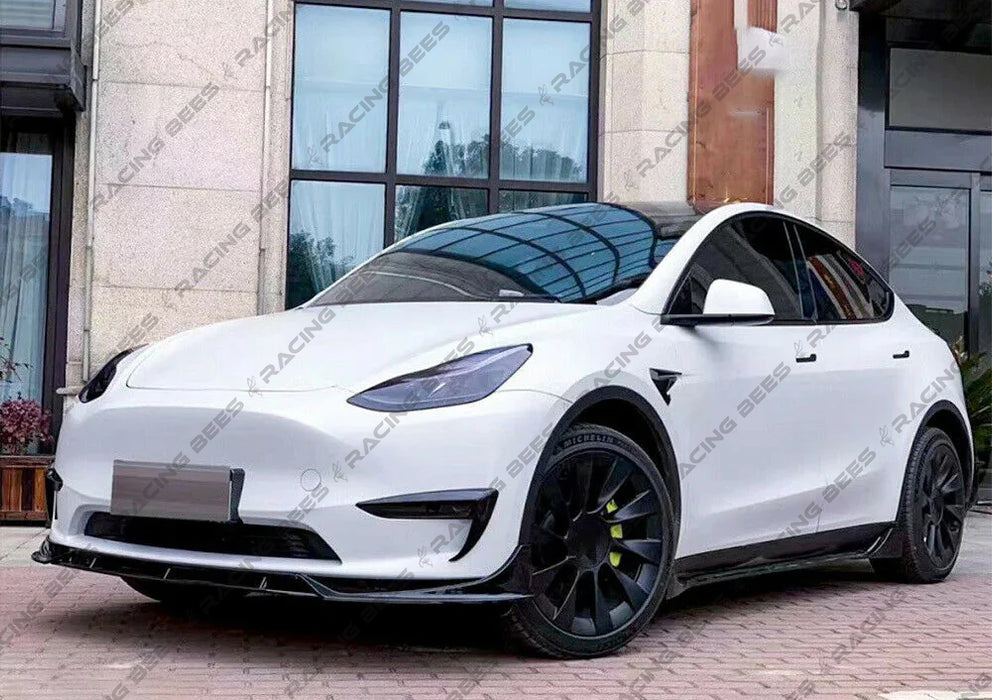 2021-2023 Tesla Model Y V Style Front Bumper Lip (Black)