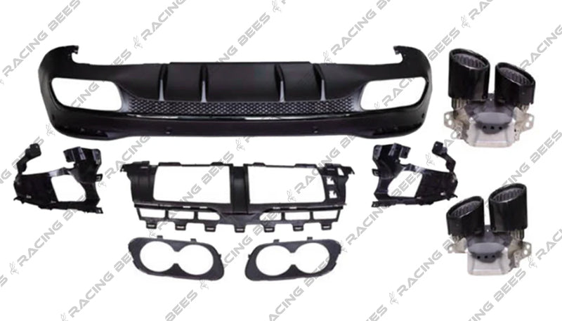 2020+ Mercedes-Benz GLE Class SUV 53 Style Diffuser WITH MUFFLER TIPS For AMG-Package SUV (Black)