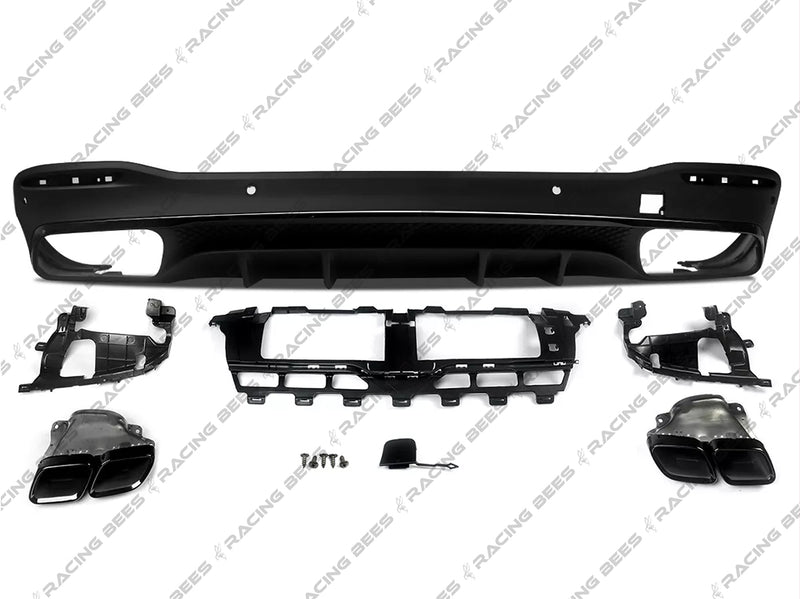 2020+ Mercedes-Benz GLE Class SUV 63 Style Diffuser WITH MUFFLER TIPS For AMG-Package SUV (Black)
