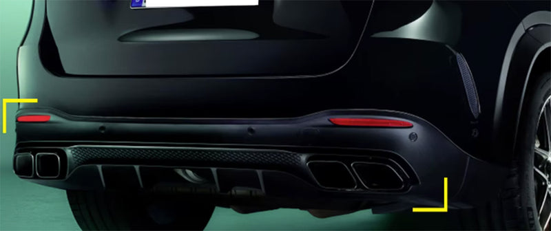 2020+ Mercedes-Benz GLE Class SUV 63 Style Diffuser WITH MUFFLER TIPS For AMG-Package SUV (Black)