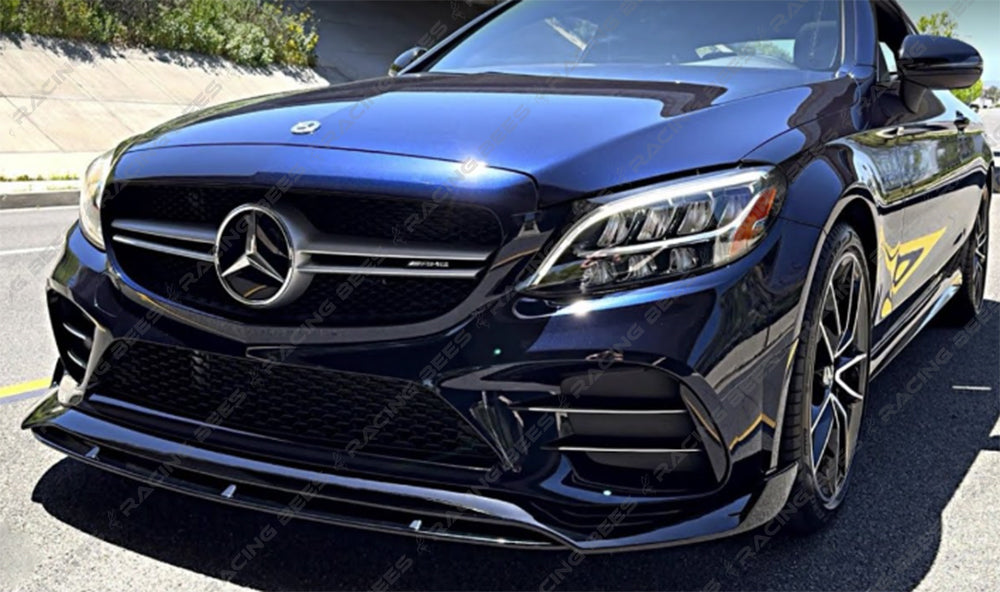 2019-2021 Mercedes-Benz C Class Sedan BR V3 Style Front Bumper Lip (BLACK)